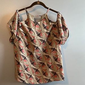 Printed Cold Shoulder Top